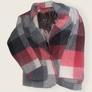 French Country Express Vintage Plaid Red Wool Coat